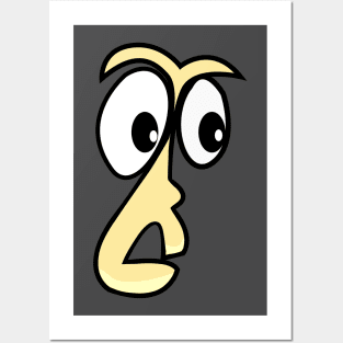 Shocked Funny Face Cartoon Emoji Posters and Art